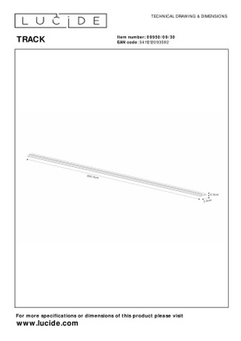 Kryt Lucide TRACK - 1-okruhový systém osvetlenia koľajníc - 2 meter - čierny (predĺženie)